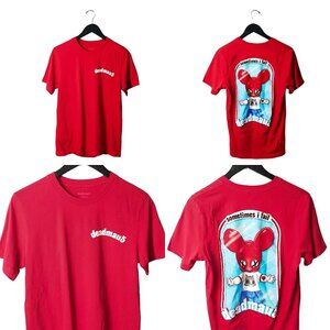 Deadmau5 DJ T Shirt Red Medium M Graphic Tee Short Sleeve 100% Cotton Solid Logo